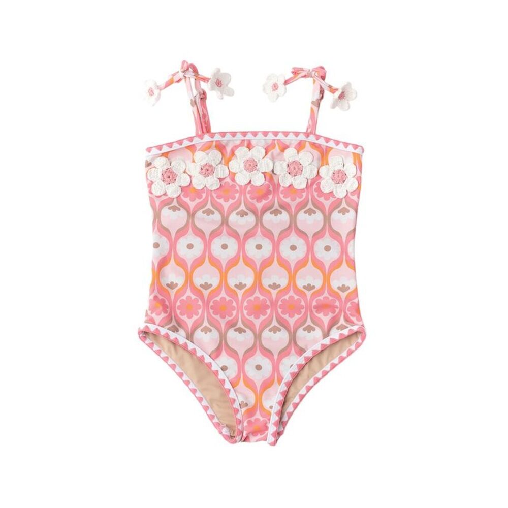 Shade Critters Girls  Summer Sorbet Girls Crochet Daisy Swimsuit, Pink
